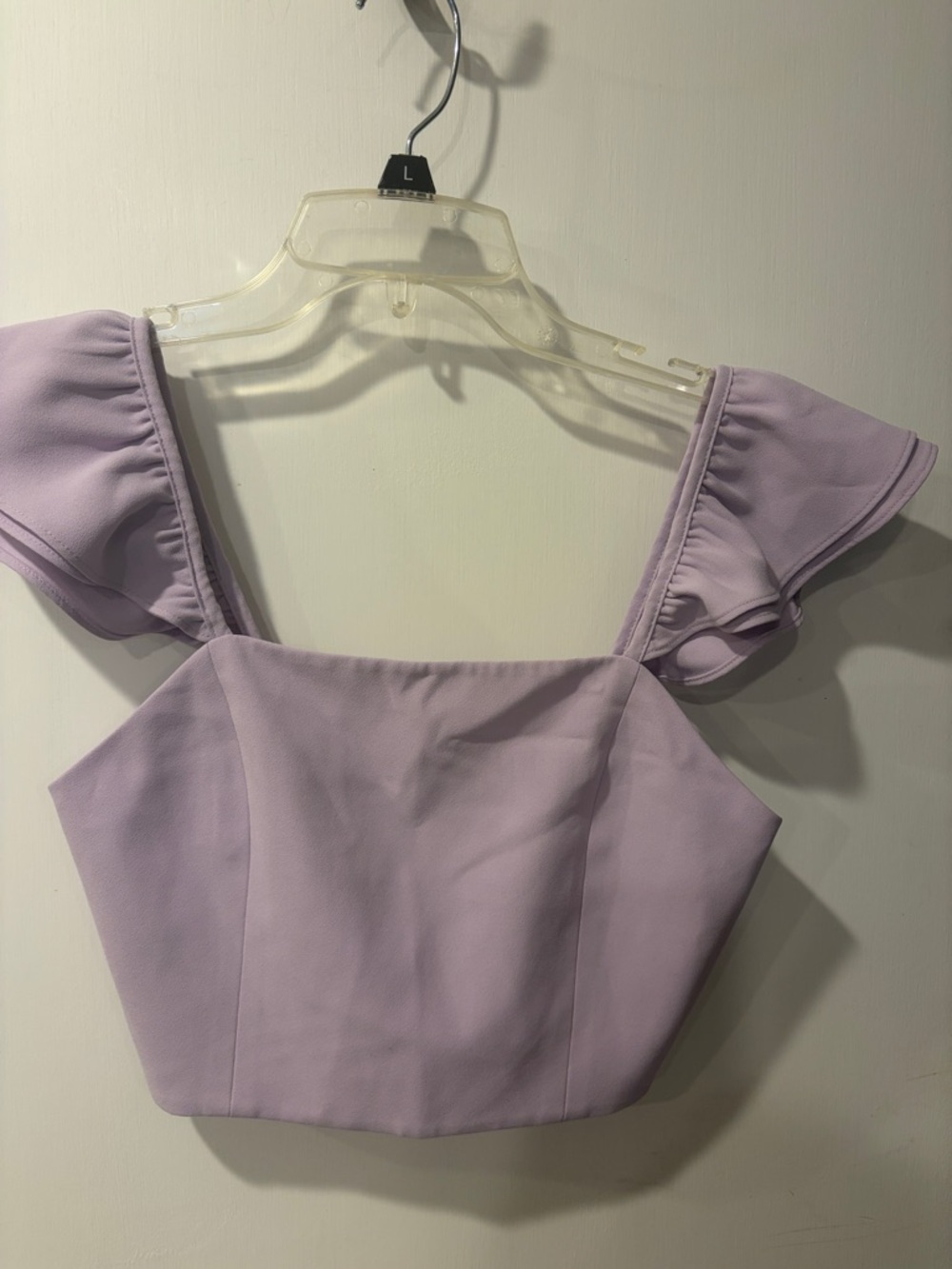 Alice + Olivia Lilac Flutter-Sleeve Square-Neck Crop Top size 0